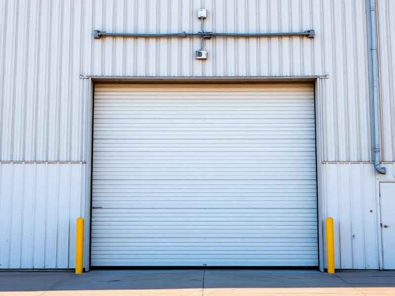 Commercial garage door on warehouse building